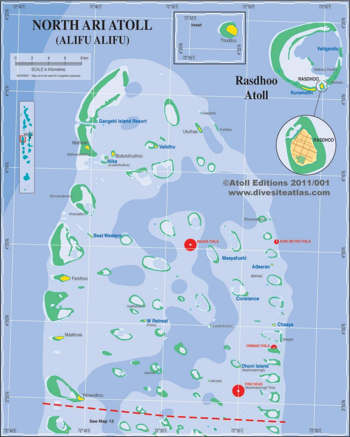 kartta ari atoll, malediivit