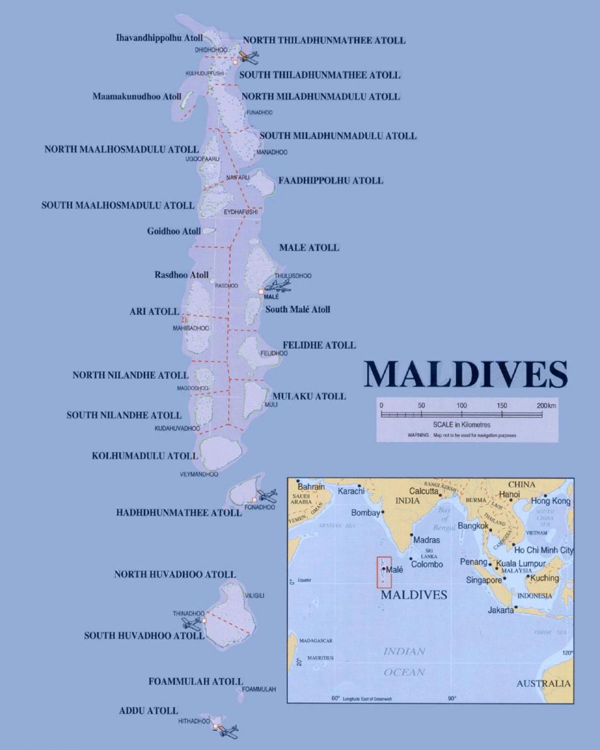 kartta malediivien poliittisen