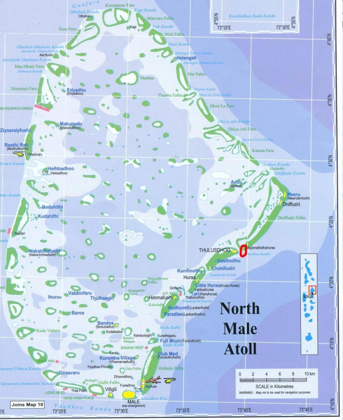 kartta north male atoll malediivit