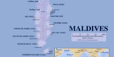 Kartta malediivien poliittisen